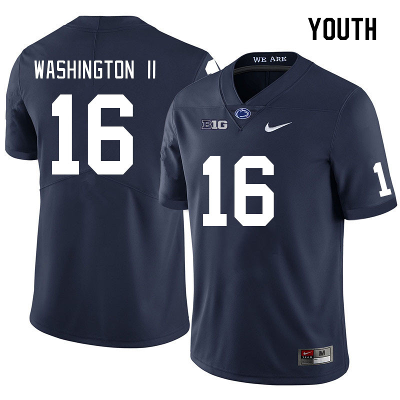 Youth #16 Elliot Washington II Penn State Nittany Lions College Football Jerseys Stitched Sale-Navy - Click Image to Close